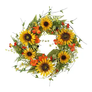 Sunflower And Honey Bee Wreath 26" by Valerie
