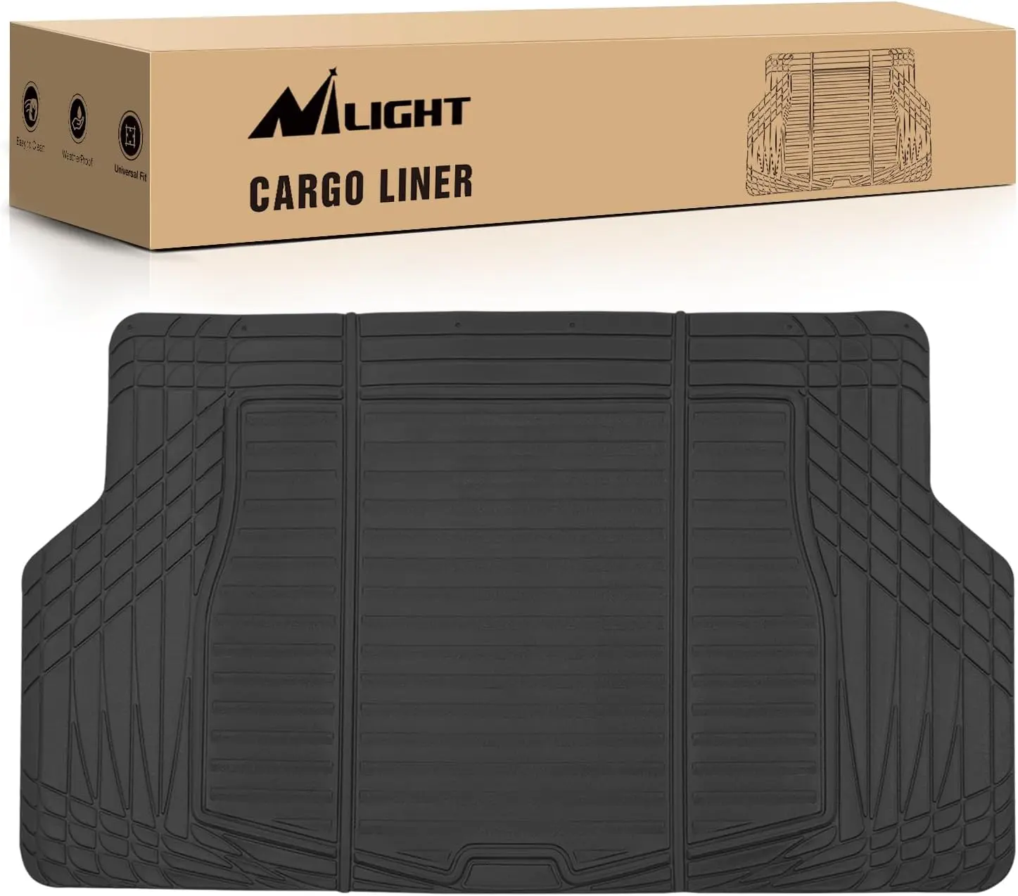 Nilight Heavy-Duty Rubber Cargo Mats - Universal Trim-to-Fit for Cars, Trucks, SUVs - All-Weather Floor Liner, Car Accessories, Automotive Protector, Accessories For Car