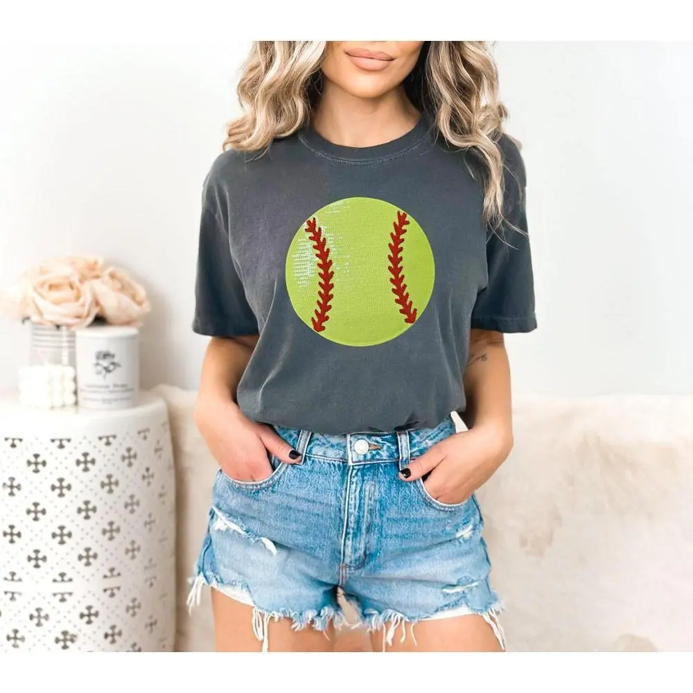 Sequins Softball Patch Chenille Patch