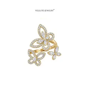 Gold-Plated Moissanite Adjustable Ring, 0.3 Carat Total Weight – Round Cut, Brilliant Shine, Luxurious Vintage Style