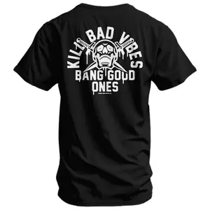 Kill Bad Vibes Bang Good Ones Skull Men's T-Shirt Streetwear Tropical Crewneck Shortsleeve Operator Graphic Tees Vintage Menswear Top