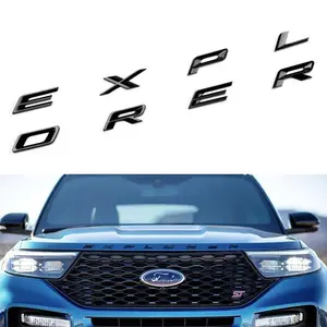 3D ABS Chrome Black Letters Explorer Logo Car Front Hood Emblem Bonnet Badge Sticker For Explorer 2020 2021