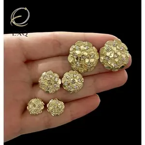EXQ-14K Solid Brass Simulated Diamond High-End Golden Nugget Cookie Iced Earring Earrings Jewelry Stud Fashion 10mm / 12mm / 14mm / 16mm / 20mm Unisex Men Women