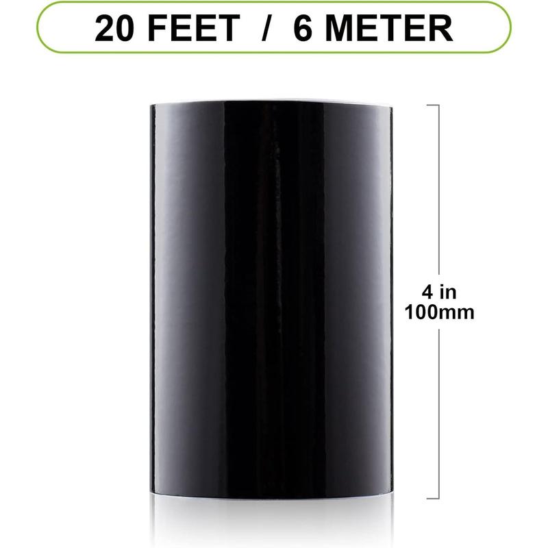 Spurtar Gloss Black Vinyl Wrap 4 Inch x 20ft Air-Release Adhesive Car Vinyl Tape Chrome Delete Wrap Roll DIY Car Exterior Decoration Door Edge Guard Vehicle Detailing Paper 10CM x 6M