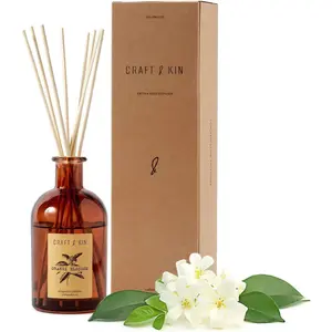 Orange Blossom & Lotus Reed Diffuser | All Natural Essential Oil & 8 Rattan Scent Sticks | Reed Diffusers for Home | Reed Diffuser Set for Bathroom | Long Lasting Fragrance in Amber Glass - 5.75 oz