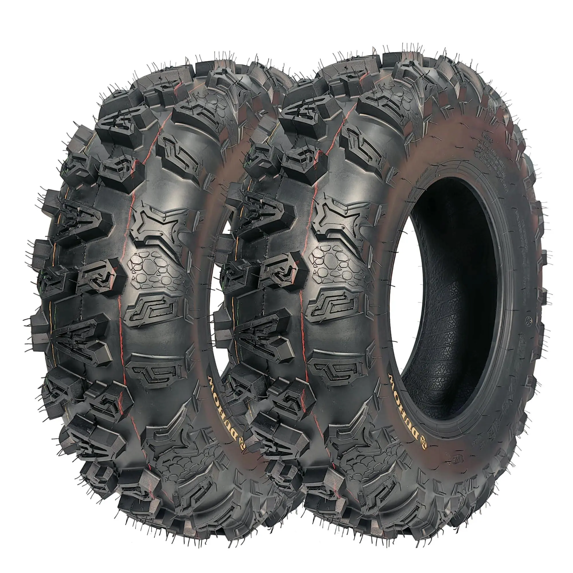 Gaomon 25x8-12 ATV Tires (2PCS), 4PR Bias Tread with Arrowhead Pattern, 12" Rim Exact Fit, 17mm Tread Depth, Hydrophobic Grip, Durable Performance, for All-Terrain Trail/Sand Off-Road Use