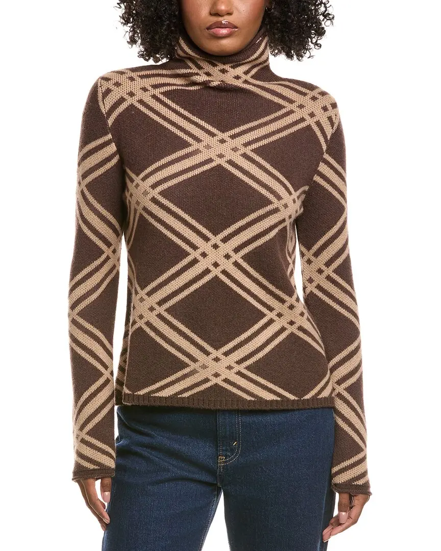 Hannah Rose Plaid Funnel Neck Wool & Cashmere-Blend Sweater