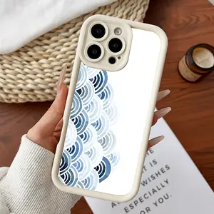 Compatible for iPhone11/12/13/14/15/16/17/promax/x/xs/xr/xsmax Case Blue Wave Pattern Soft TPU Shockproof Protective CASE, Cover, Accessories, Smartphone, Cellphone