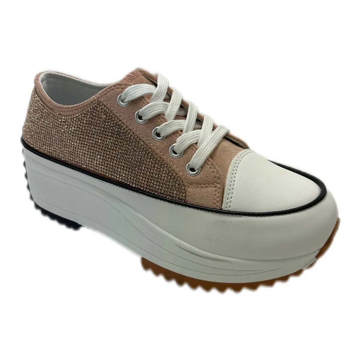 Women's Sock Style High Top Sneakers, Rhinestone Embellished Fabric Platform Wedge Heels for Casual Everyday Active Wear, Rhinestones, Female, Platform Heels, Chunky, Synthetic Fabric, Lace-Up, Multi-Function, Rubber Sole