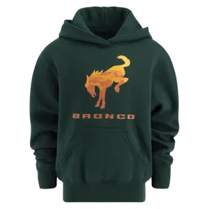 Fordd Bronco Forest Green Hoodie, Classic Bronco Logo Pullover, Outdoor Off Road Style, Streetwear, Cool Hoodie For Men Women, Gift For Fans