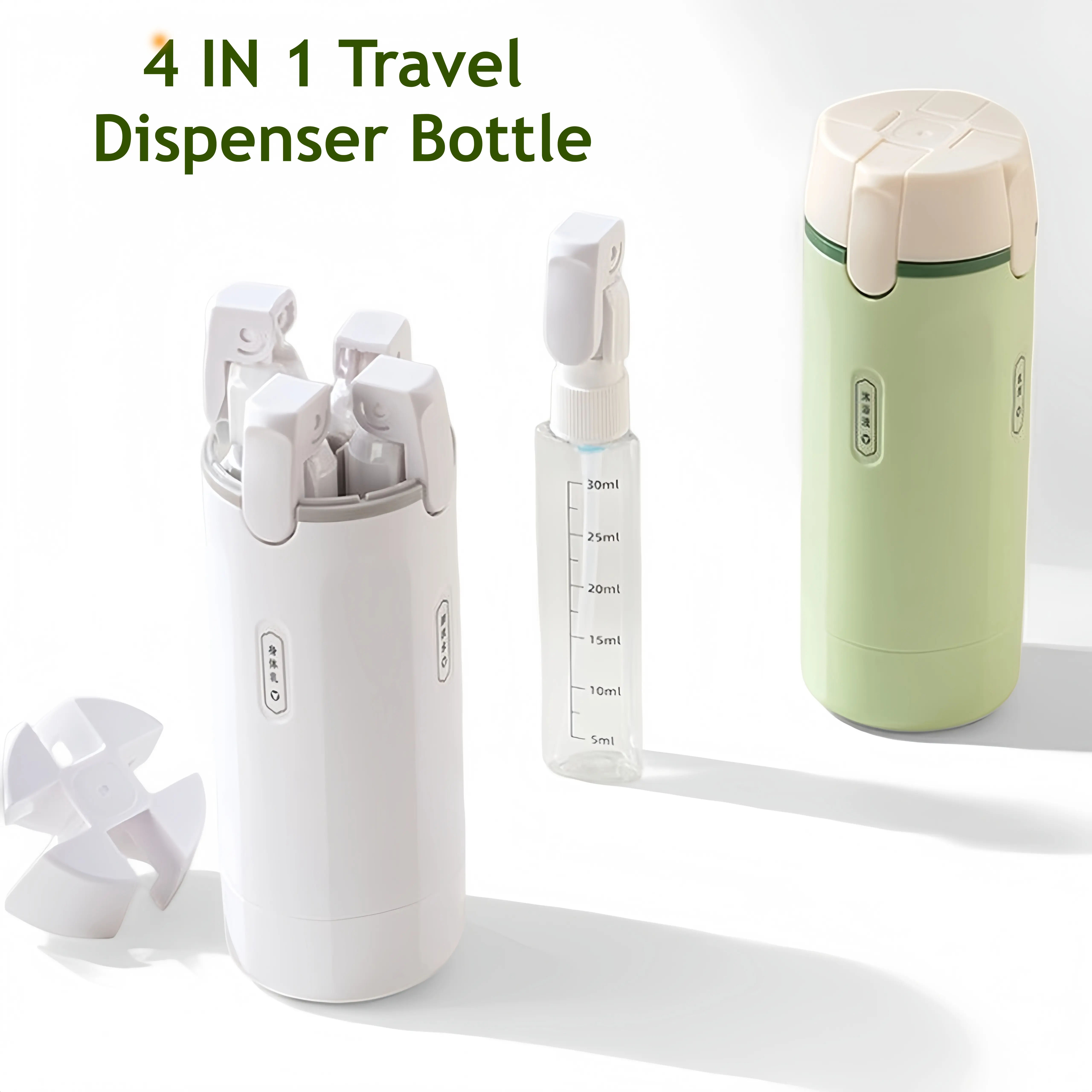 【DealsForYou】4-in-1 Plastic Rectangle Mini Travel Products Dispenser Bottle, Leak-Proof Refillable Silicone Squeeze Container with Lock, Compact Lightweight Toiletry Organizer for Business Trips, Vacations
