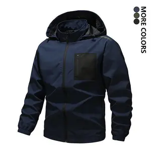 Men's Outdoor Hooded Jacket Warm Windproof Coat Cold Resistant for Outdoor Riding, Training, Hiking, Mountaineering, etc. Versatile Casual Jacket for Teenagers, Chest Zipper Pocket, Vintage Trendy Windbreaker