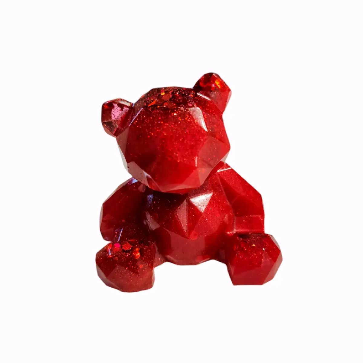Resin Diamond Cut Teddy Bear Figurine for Home Decor - Adorable and Cute Gift Ornaments