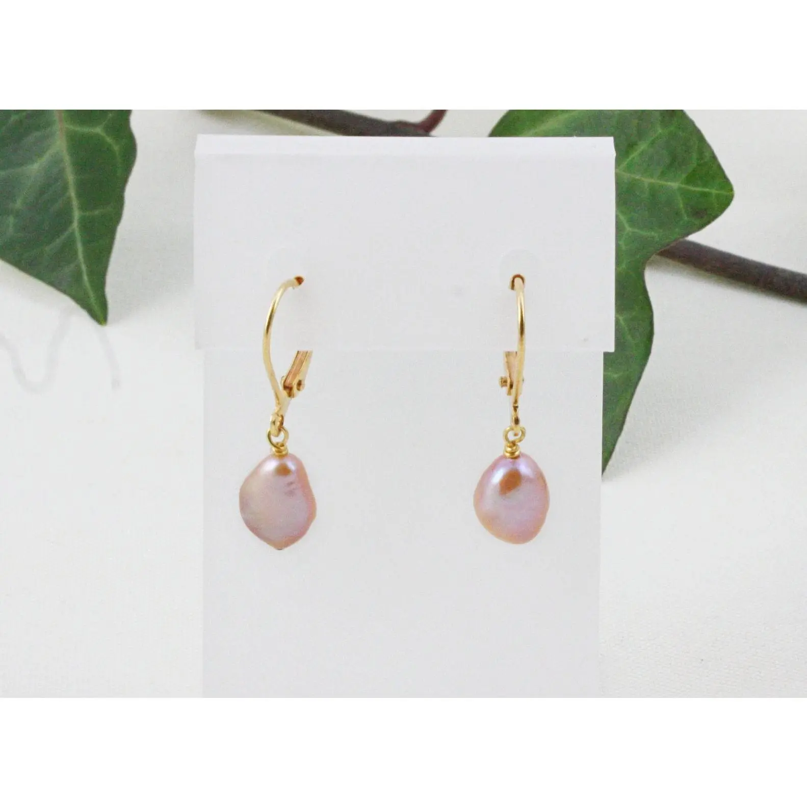 Rose Pink Pearl Drop Earrings