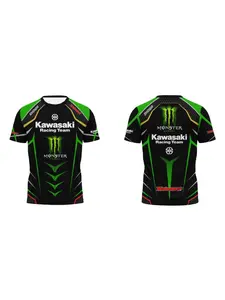 Kawasaki Racing Team Motorcycle Theme T-shirt 3D Printed Men's and Women's Fashion Outdoor Fitness Short Sleeve T-shirt Top Summer Racing Cycling Sports T-shirt