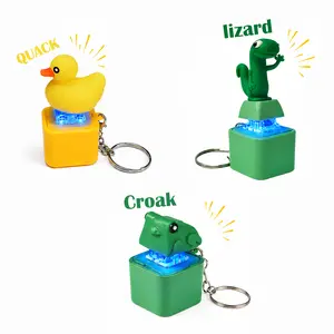 3 Pcs ASMR Animal Fidget Toy Set | Croak Quack Squeak Backpack Charm，Duck Frog Lizard Fidget Keychain | Mechanical Switch Toy