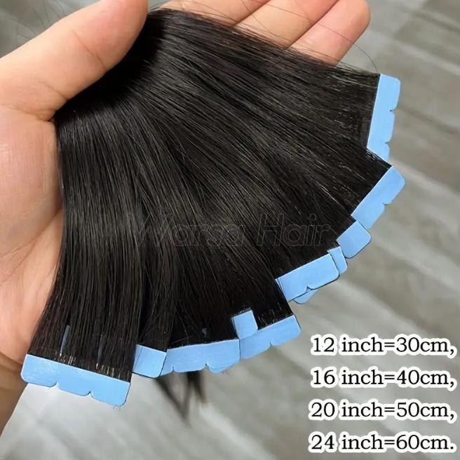 10pcs Mini Tape in Hair Extensions, Invisible PU Seamless 100% Human Hair, Light Beige 12/16 Inch, Secure Adhesive Weft, Natural Look for Women, Hair Loss Coverage & Versatile Styling