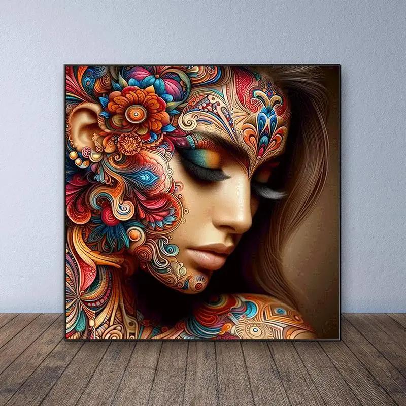 Mandala Pattern DIY Diamond Arts Colorful Painting Kit without Frame, DIY 5D Diamond Arts Colorful Painting Kit, Wall Art Decor for Home