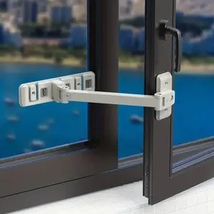 Window Safety Lock | ABS Material | Easy Installation | Secure Sliding Window Restrictor for Youngsters & Pets | Light Gray | Anti-Fall Protection, Pet Window Guard | Easyuse Mechanism | Sturdy Construction