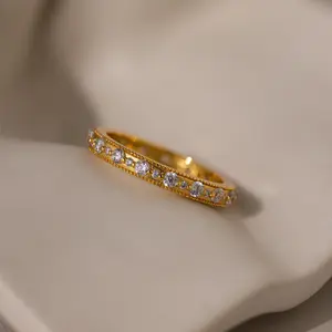 Diamond Eternity Ring by Caitlyn Minimalist - Stackable Pave Diamond Ring - Vintage Gold Wedding Band - Unique Jewelry - Gift for Her