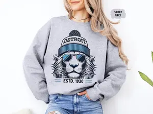 Detroit Football Sweatshirt, Team Spirit Fanwear, Sporty Crewneck Jumper, Gift for Football Fans, Lions Fan Gear