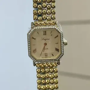 Longines Vintage Quartz Gold Plated Steel 23mm Yellow Dial Diamond MWT000630