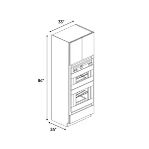 Slim Shaker Rift-Oak Washed - 33 Inch Double Oven Tall Cabinet - 33" Width x 84" Height x 24" Depth