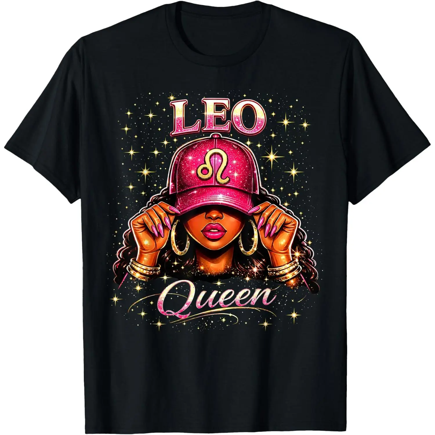 100%cotton Leo Queen Sassy Black Woman Zodiac Birthday Leo Girl T-Shirt