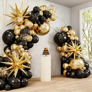 Black  Balloon Garland Arch Kit with Explosion  Foil Balloons, 135 count 5/10/12/18inch Black  Confetti Latex Balloons for Graduation Anniversary Birthday   Eve Party Decorations