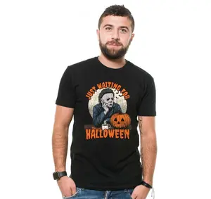 Mens Halloween t-shirt Michael Myers Shirt Just Waiting For Halloween Shirt, Full Color Range, Find Your Perfect Shade, Fresh
