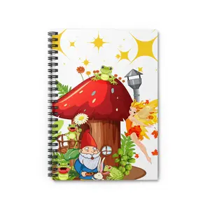 Whimsical Fairy Tale Spiral Notebook, Nature-themed Journal, Gnome & Fairy, Gift for Kids, Garden Lover, Writing, Sketching, Doodling