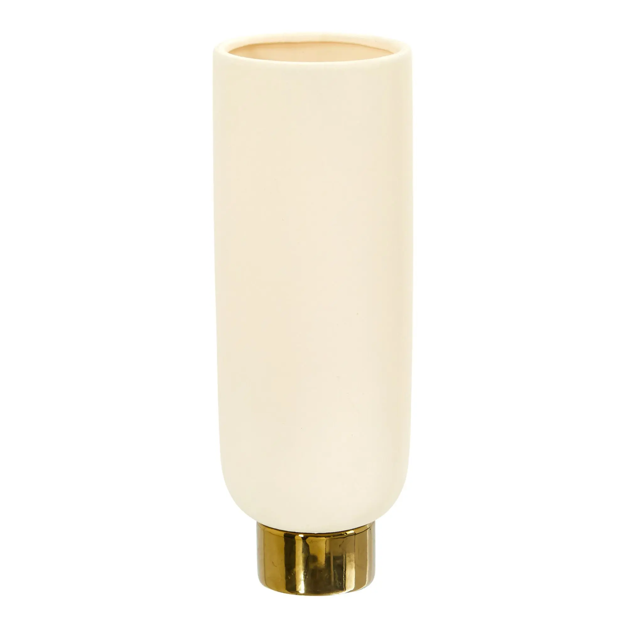 12.75in Traditional Ceramic Cylinder Decorative Flower Vase with Gold Accents - Home Decor Standing Room Accessory for Flower Display, Flower Vases, Decorative Vases
