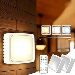 2 Pack Smart Night Lights with Remote Control and Touch-Activated Wall Lights, 3 Adjustable Color Temperatures, AA Battery-Powered (Batteries Not Included), Cabinet Lights, Dimmable Bedroom Bedside Lamps, Suitable for Bedrooms, Living Rooms, Hallways, Cab