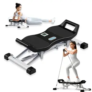 Compact Glide Stepper Machine with Resistance Bands - Hydraulic Lateral Slide Stepper with LCD