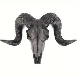 Resin Goat Skull Wall Decor 3D Animal Sculpture Figurine Indoor Outdoor Home Accent Decoration Ornaments BD34276 White Alphabet Animal for Living Room