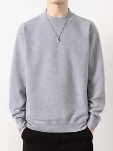 Men's Half High Neck Ribbed Detail Sweater, Elastic Knit Fabric, Plain Fitted Casual Pullover for Fall Winter, Soft Warm Round Neck