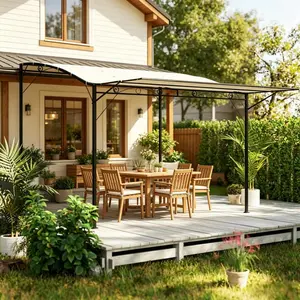 Outdoor Garden Gazebo Pergola with Wave Design Wall Mounted and Freestanding Options for Patio Backyard Shade