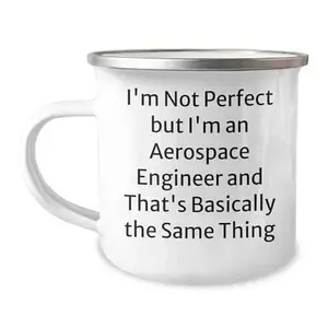 Aerospace Engineer Camping Mug: I'm Not Perfect But I'm An Aerospace Engineer And That's Basically The Same Thing Christmas Unique Gift for Men Women Friends Coworkers Family Unique Funny