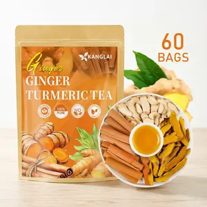 Turmeric Ginger Tea Bags - Anti-Inflammatory Gut Health Detox Drink | Keto Vegan Caffeine Free | 60 Count Value Pack