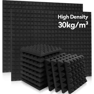 36 Pack  Acoustic Panels 12 x 12 x 2 Inches, Pyramid Sound Proof  Panels for Wall, High Density Black Acoustic  Panels,Soundproof Wall Panels
