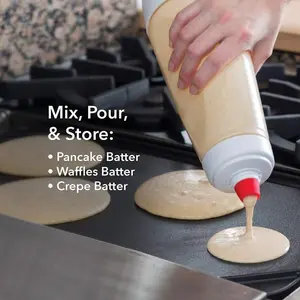 Pancake Batter Dispenser Bottle, 1 Count Pancake Mix Dispenser Bottle with Stirring Ball, Baking Utensils for Pancake, Cupcake, Waffle, Cake,Life Hacks Products