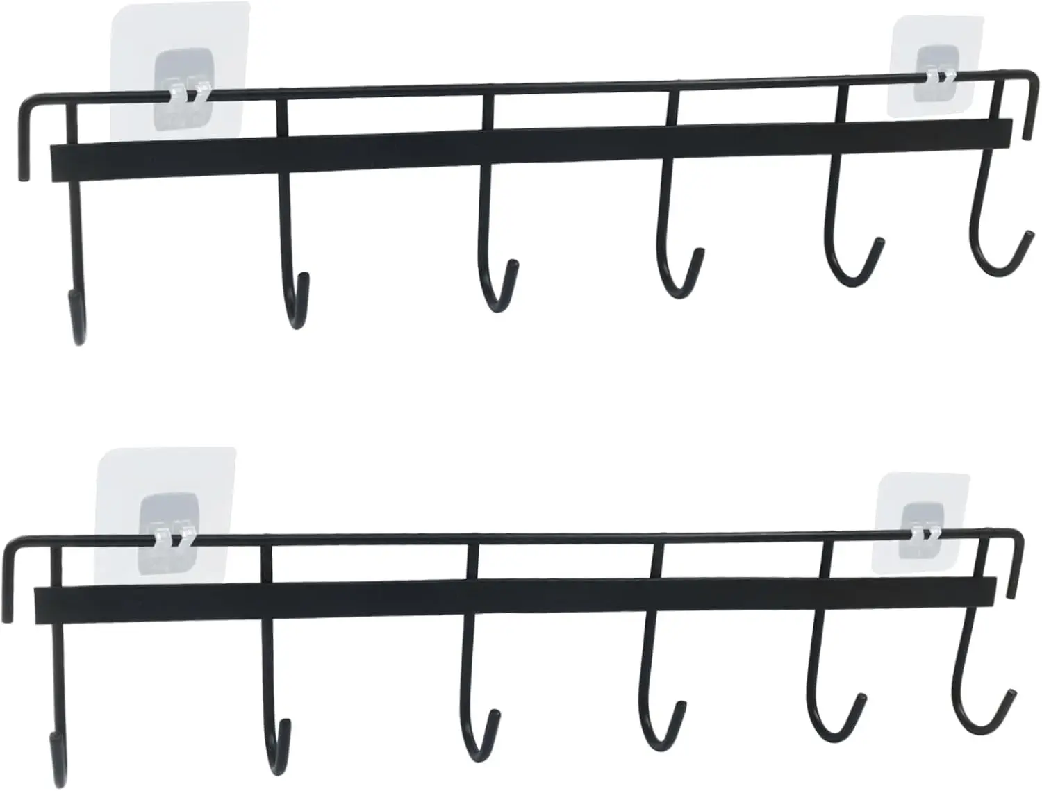 Kitchen Utensil Rack, Black, 2 Pcs | 4 Adhesives Included, Adhesive Hanging Rack, For Kitchen, Bathroom, Bedroom, Utensil Holder