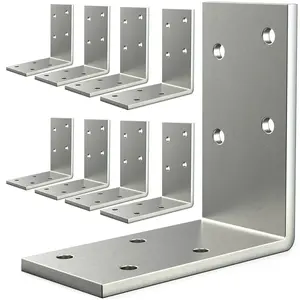 (8pcs) L Brackets Heavy Duty 90 Degree Angle Bracket Galvanized Corner Brace  Iron For Wood Shape 3"x3"metal Shelf Beams Framing Fence