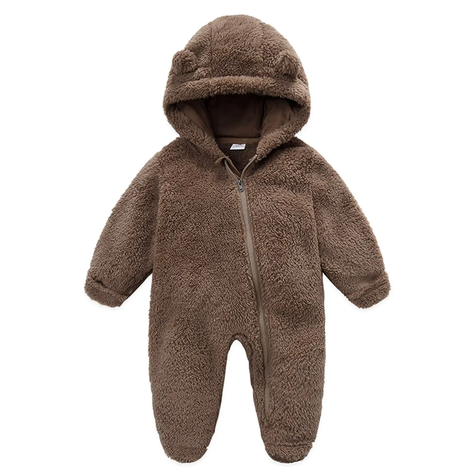 Newborn Infant Baby Boys Girls Fall Winter Clothes Snowsuit Fleece Jumpsuit Onesie Zipper Outfits Warm Hooded Romper