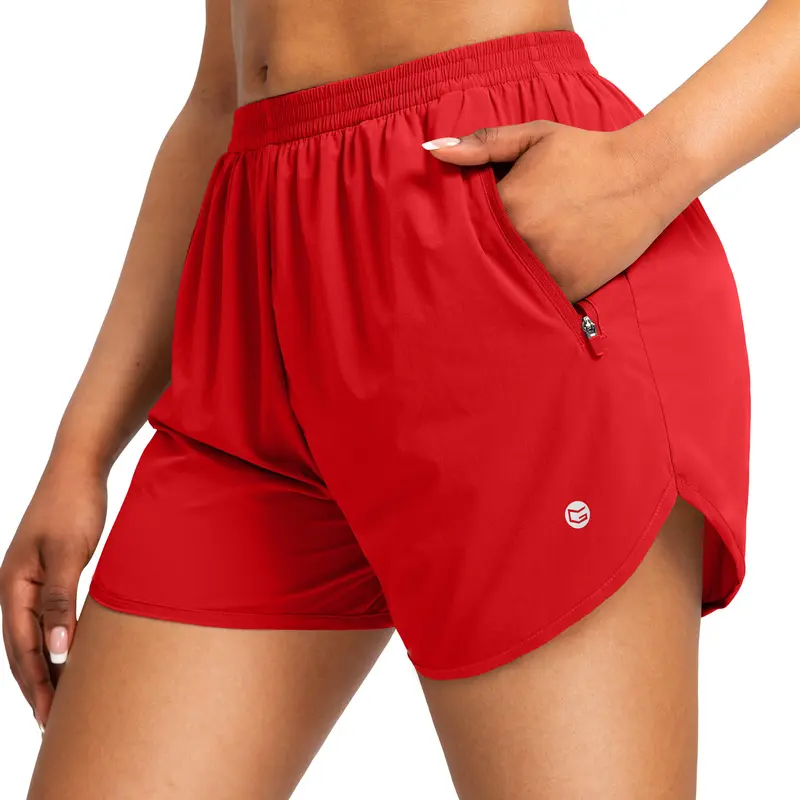 G Gradual Women's 3 In-1 Dry Fit Sports Shorts - Quick Dry, Breathable, Lightweight, Zippered Pockets, Mesh Liner, Active Workout Athleisure Bottoms for Summer Gym, Running
