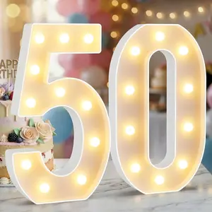 12.6 Inch LED Marquee Light Up Numbers 50, 50th Birthday Number Lights as Gifts for Women Men, Lighted Marquee Numbers for Anniversary Party Night Light Table Decorations
