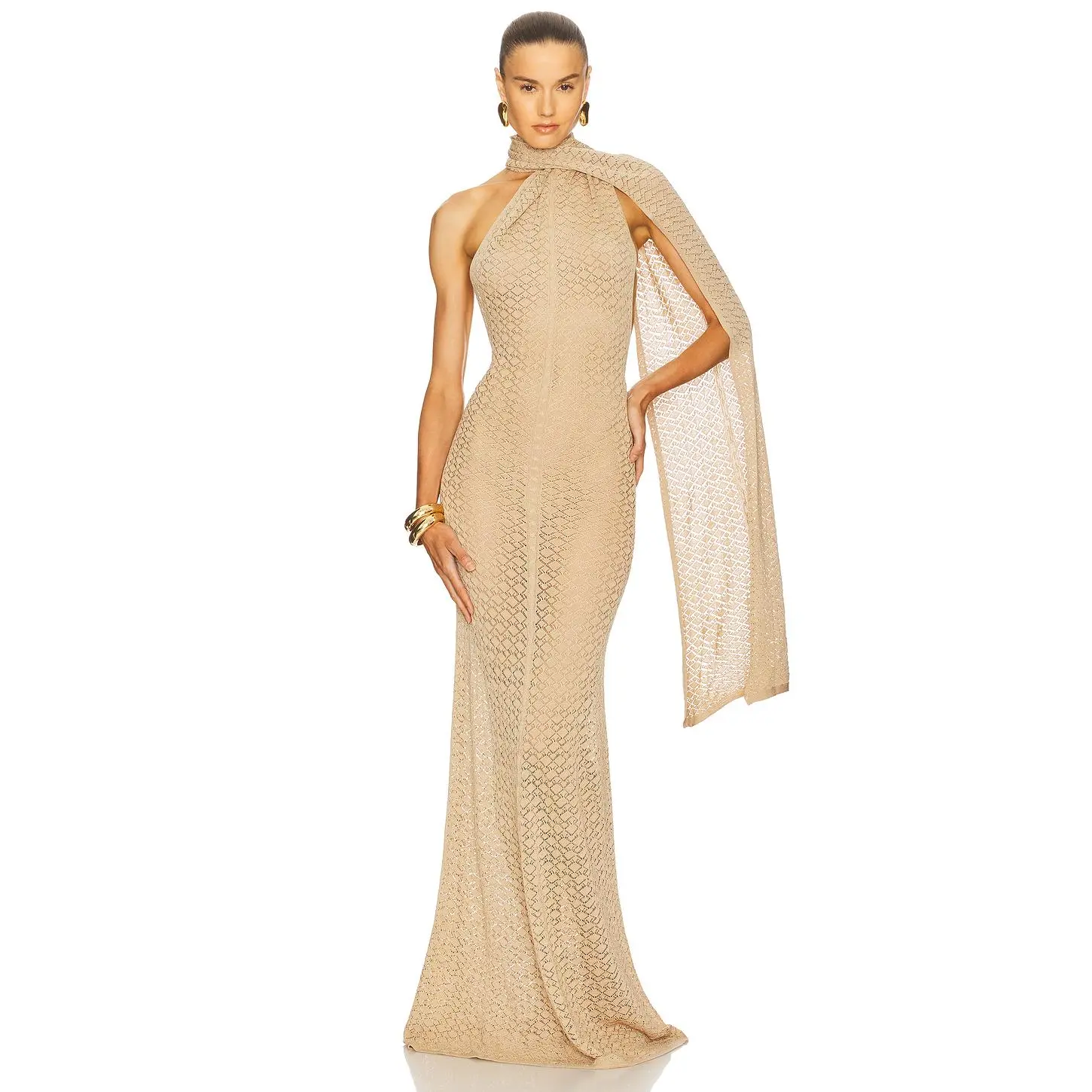 Helsa Robbyn Wrap Gown in Tan
