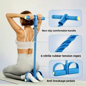 Six-Tube Foot Pedal Resistance Training Band, Full Body Abdominal & Waist Workout Equipment, Portable Home Core Ab Trainer for Yoga Pilates