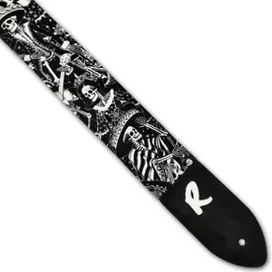 Day of the Dead Guitar Strap - Sugar Skull Celebration Dia De Los Muertos Double Padded for Acoustic Electric or Bass - 100% Cotton Fabric & Nylon Webbing - American Made