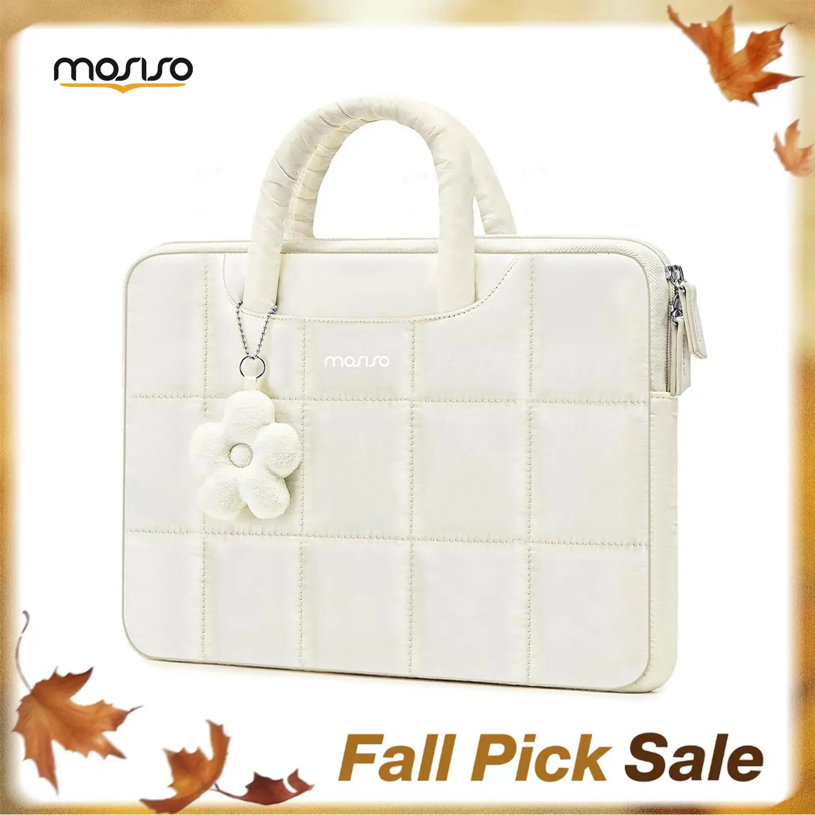 MOSISO Polyester Puffy Laptop Sleeve with Handle & Zip, Quilted Protective Computer Bag for 13-13.3 in/15-16 in Laptops, Compatible with MacBook Air/Pro, HP, Dell, ASUS, Lenovo Notebooks